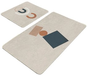 Bézs bársony fürdőszobai kilépő szett 2 db-os 60x100 cm Geometry Shapes – Mila Home