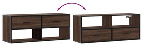 barna tölgy színű szerelt fa és fém TV-szekrény 100x31x39,5 cm