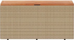 vidaXL bézs polyrattan és akácfa kerti tárolóláda 110 x 50 x 54 cm