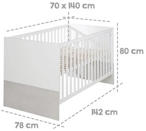 Fehér-világosszürke babaágy 70x140 cm Julia – Roba