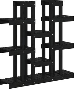 vidaXL fekete tömör fenyőfa növénytartó 104,5 x 25 x 109,5 cm