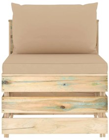 vidaXL zöld impregnált fa elemes középső kanapé párnákkal