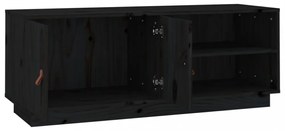 fekete tömör fenyőfa TV-szekrény 105 x 34 x 40 cm