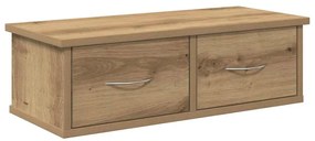 kézműves tölgy színű szerelt fa faliszekrény 60x26x18,5 cm
