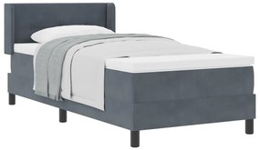 Boxspring Ágy Matraccal Sötétszürke 90x190 cm Bársony