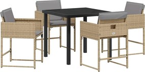 vidaXL Kert étkező szett párnával 5 pcs Bézs polirattan
