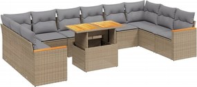 vidaXL 11 részes bézs polyrattan kerti ülőgarnitúra párnákkal