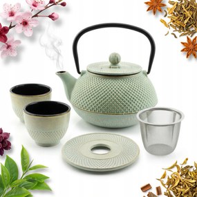 Öntöttvas Teás Kanna Teafőző Készlet Csészékkel És Alátéttel