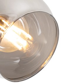 Art Deco spotlámpa fekete füstüveggel és fával - Vidro