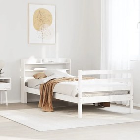 fehér tömör fenyőfa ágykeret fejtámlával 75 x 190 cm