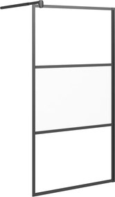 vidaXL fekete selyemmatt ESG üveg zuhanyfal 100x195 cm