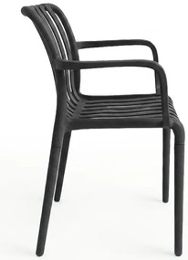 Műanyag szék TREGO karfával, antracit színű