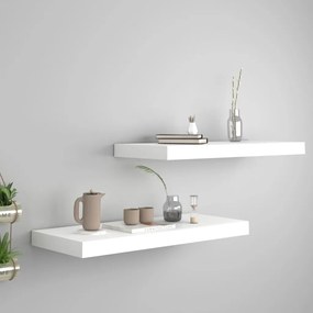 2 db fehér MDF fali polc 60 x 23,5 x 3,8 cm