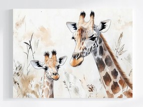 Canvas Vászonkép Állatok Afrika Dzsungel Zsiráf Anya Gyerek 80x60