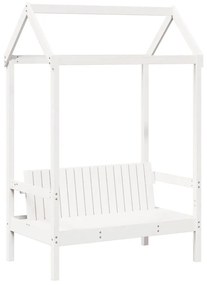 fehér tömör fenyőfa ágy és pad szett tetővel 75 x 190 cm