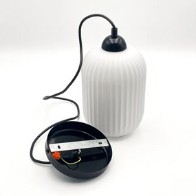 Csillár zsinóron HARMA 1xE27/15W/230V átm. 14 cm fehér/fekete