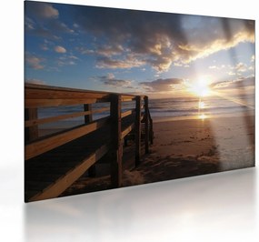 A móló, a strand és a tenger képe (üvegen) (70x50 cm)