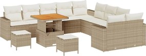 vidaXL Kerti Kanapé Szett 13 pcs Bézs polirattan