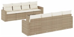 9 részes bézs polyrattan kerti ülőgarnitúra párnákkal