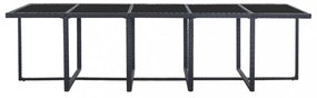 15 részes fekete polyrattan kültéri étkezőszett párnákkal