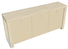 Verno+ alacsony szekrény 200 x 46 x 90 cm, üvegajtó, akác / vanília