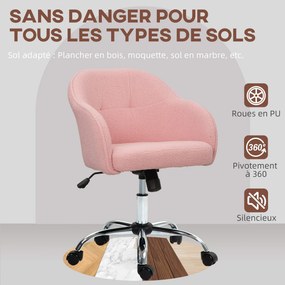 HOMCOM Irodai Szék, Teddy Plüss Ergonomikus Íróasztali Szék, Magasságállítható, Párnázott Ülőfelület és Hátlap, 360° Forgás, Modern Dizájn, Irodához,