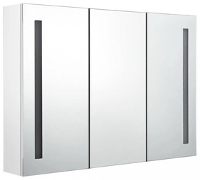 fényes fehér fürdőszobaszekrény LED világítással 89x14x62 cm
