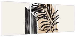 Kép - Absztrakció trópusi levelekkel N⁰3 (órával) (90x30 cm)