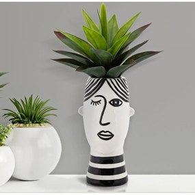 Face fekete-fehér porcelán váza - Mauro Ferretti