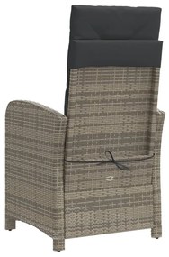 2 db szürke polyrattan dönthető kerti szék lábtartóval