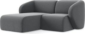 Szürke bársony sarokkanapé (bal oldali-heverő résszel) Lani – Makamii