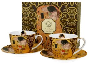 Gustav Klimt porcelán teás csésze aljjal két személyes díszdobozban