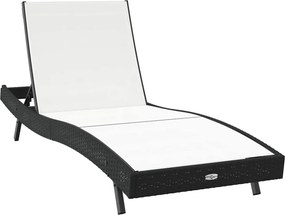 vidaXL Napozó Fekete és Fehér 197 x 70 x 82 cm polirattan