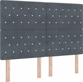 vidaXL LED Box Spring Ágy matracmal Sötétszürke 140 x 190 cm szövet