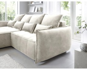 Bézs bársony kinyitható-tárolóhelyes sarokkanapé (bal oldali-heverő résszel) Campo – ELTAP