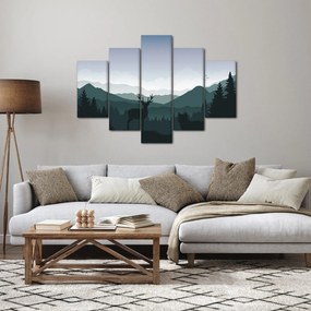 Kép - Szarvas farkassal a sziklák között (150x105 cm)