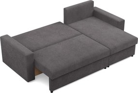 Zeus sarokkanapé, 2 ágyneműtartóval, egyenes kartámasz, kordbársony, univerzális oldal, bonell töltet, szürke