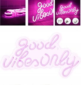 Usb Neon Good Vibes Only 42X25CM Rózsaszín Akasztókkal