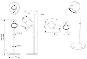 Globo 58454W - MEEYA LED 6W/3,7V érintős asztali lámpa, fehér, dimmelhető