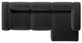 Sötétszürke kordbársony sarokkanapé (jobb oldali-heverő résszel) Bergano – Cosmopolitan Design