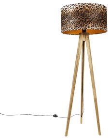 Rusztikus állványlámpa leopárd árnyékolóval 50 cm - Tripod Classic