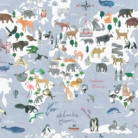 Tapéta A Gyerekszobába Világtérkép Akvarell