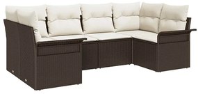 vidaXL Kerti Kanapé Szett párnával 6 pcs Barna polirattan