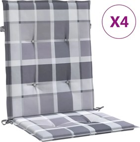 vidaXL 4 db szürke kockás oxford szövet háttámlás székpárna 100x50x3cm