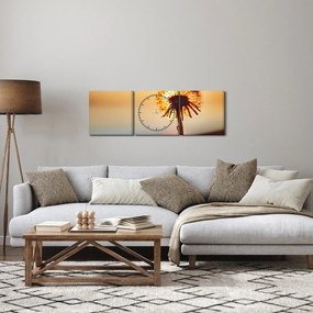 Egy pitypang képe naplementekor (órával) (90x30 cm)