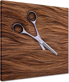 Vászonkép 40x40 Olló a haj között