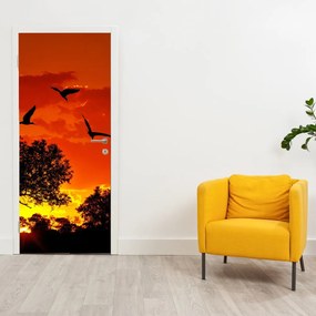 Fotótapéta ajtóra - Madarak naplementekor (95x205cm)
