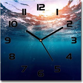 Csendes üveg falióra Víz alatti világ 30x30