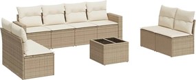 vidaXL 9 részes bézs polyrattan kerti ülőgarnitúra párnákkal