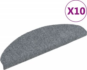 vidaXL 10 db öntapadós lépcsőszőnyeg 65 x 21 x 4 cm világosszürke félkör alakú nagy